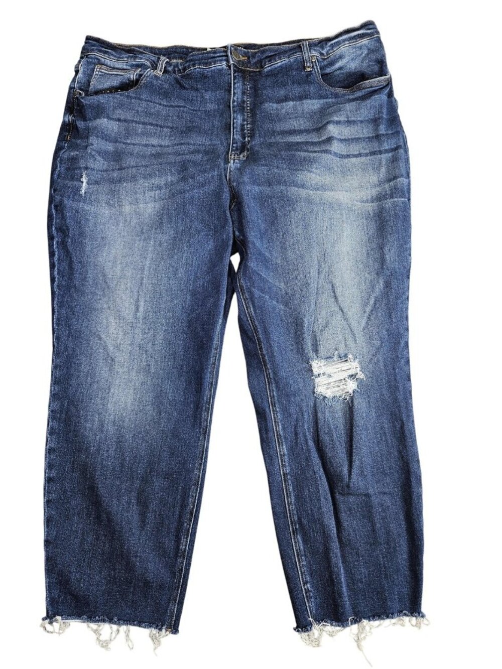 KUT From The Kloth Rachel Mom‎ Jeans Womens 24W Blue Wash High Rise Distressed